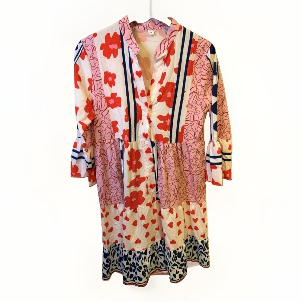Made With Love Floral Patchwork Tiered Dress – Women’s Medium
